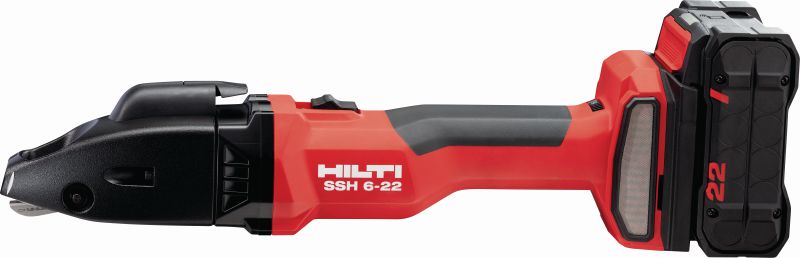 SSH 6-22 Akülü metal makasları Ürünle birlikte verilen Hilti SSH CS bıçaklarıyla birlikte 2,5 mm│12 Gauge'a kadar kalınlıkta çelik sac ve profillerde hızlı kesim için akülü çift kesim makası (Nuron akü platformu)